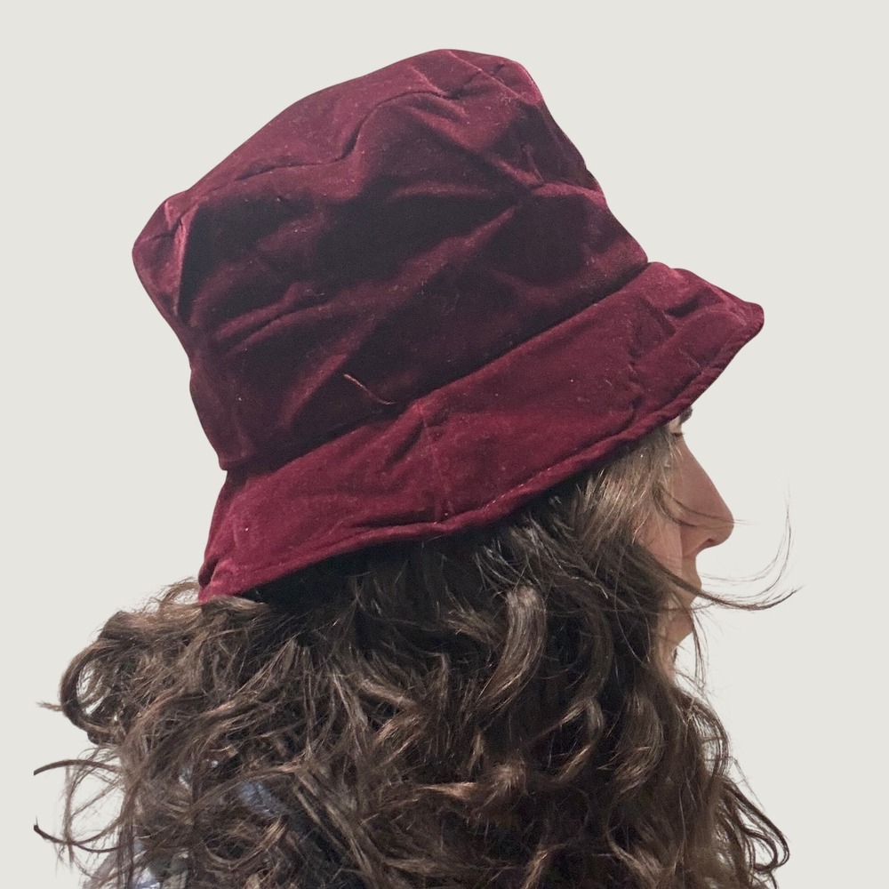 Page 21 Bucket Hat Burgundy Velvet Vtg Style Jewel Tone Indie Sleaze Grunge Boho